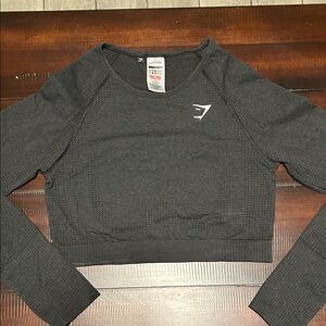 Gymshark Dark Gray Seamless Long-Sleeve Crop Top